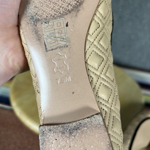 Tory Burch Minnie Ballet Flats Womens Size 7.5M Beige Black Leather Shoes - Picture 8 of 10